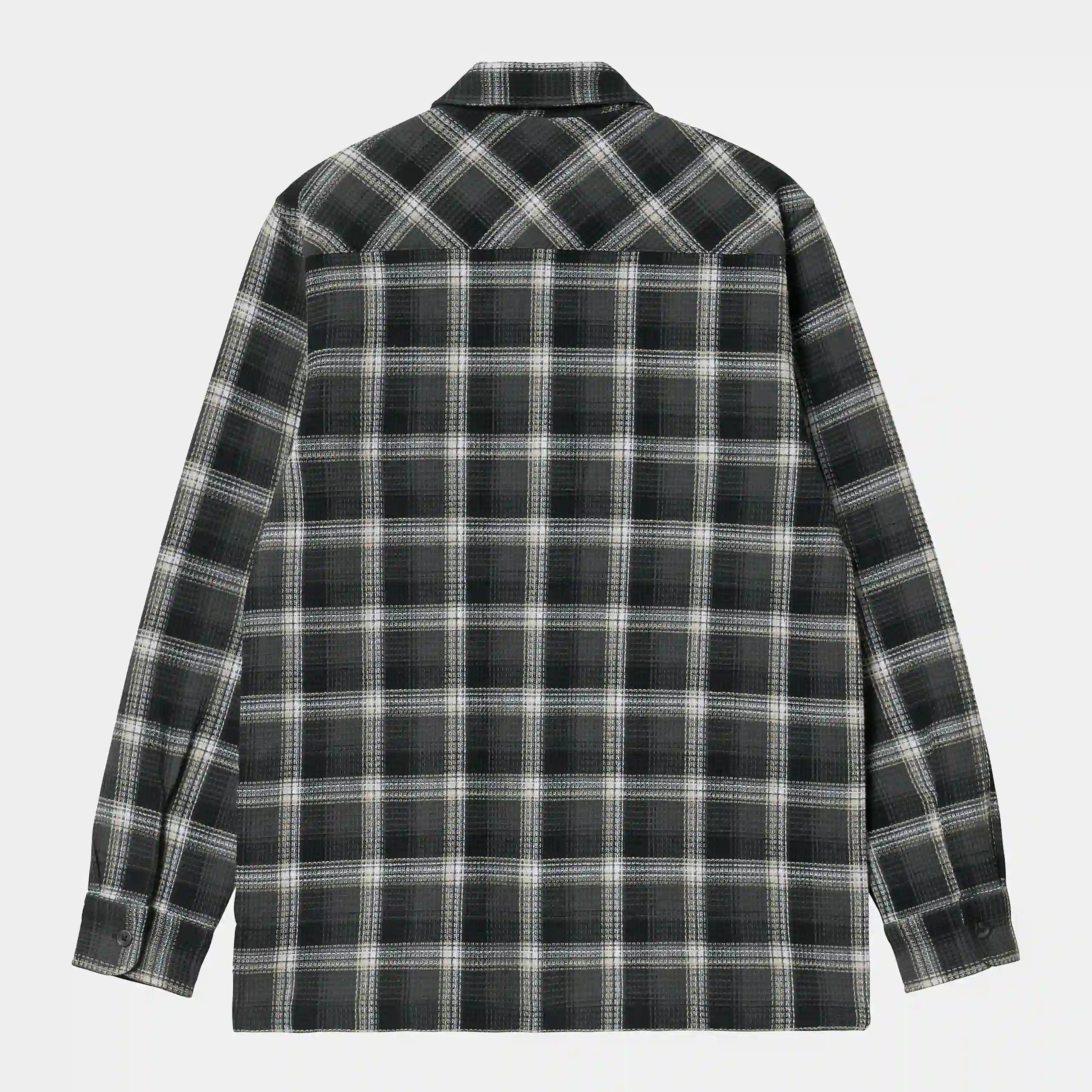“Weiß-gelb-schwarz kariertes ("Hepner Check / Blacksmith") Carhartt WIP L/S Hepner Shirt. Langärmliges Hemd aus Baumwollflanell, reguläre Passform, durchgehende Knopfleiste, Brusttasche und gewebtes Square Label.“
