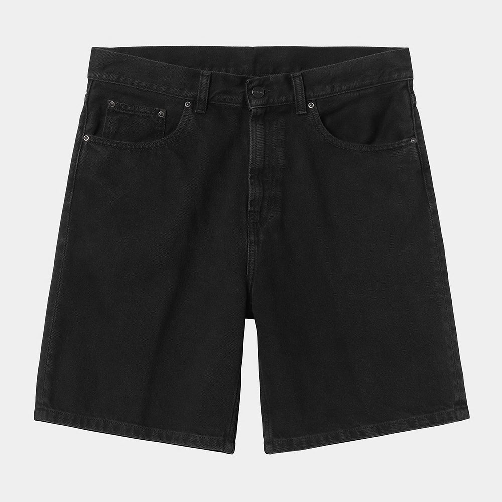 "Carhartt WIP Nolan Short in Schwarz (gebleicht), I034869_89_06, Baumwolle, Relaxed Fit, Jeans Shorts mit gebleichtem Denim-Look."