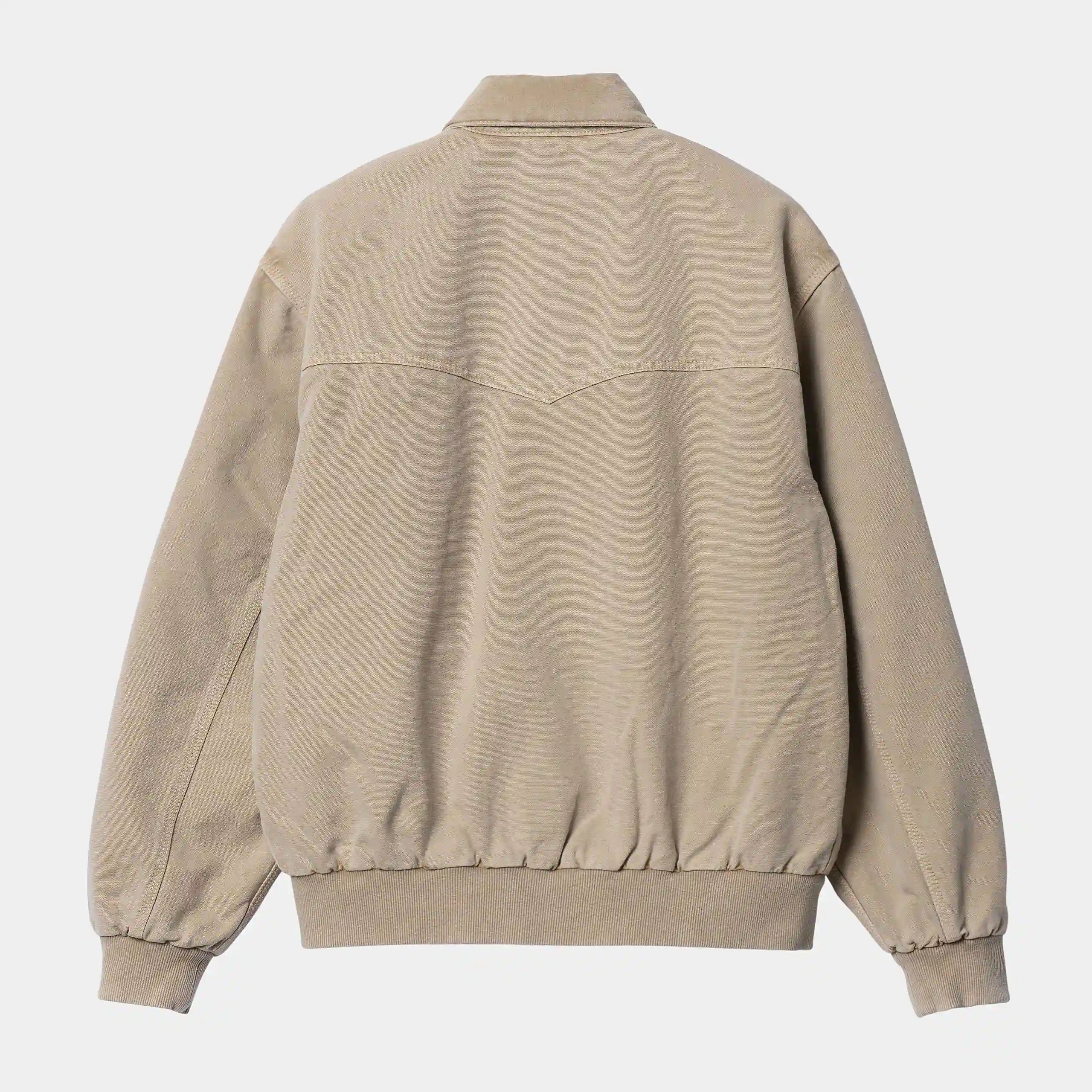 “Verblasste braune ("Dusty Hamilton Brown faded") Carhartt WIP OG Santa Fe Jacke. Robuste Jacke aus Baumwoll-Canvas mit Cordkragen, Steppfutter, Reißverschluss und gewebtem Square Label.“
