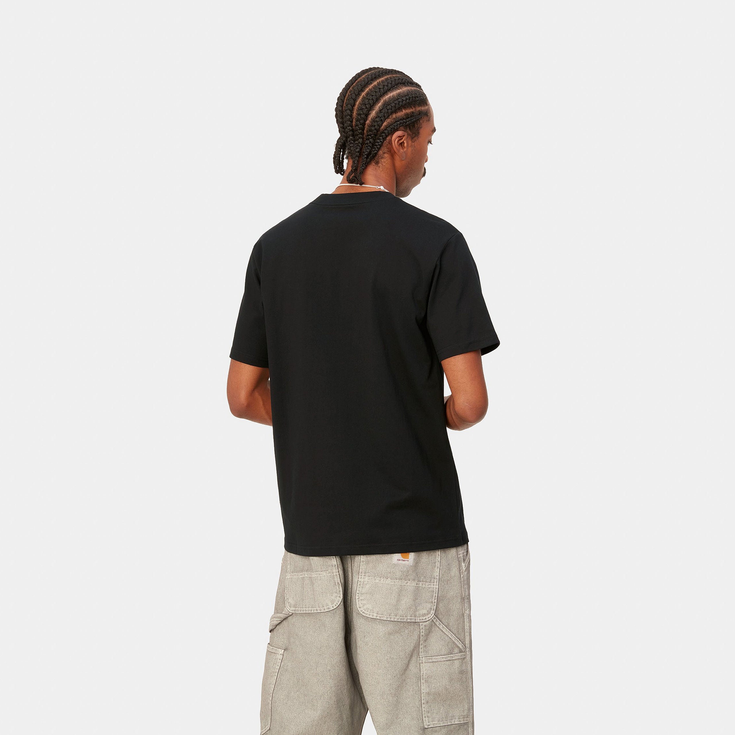 "Carhartt WIP S/S University Script T-Shirt, Schwarz/Gold, Baumwolle, kurzärmeliges T-Shirt mit goldenem Universitäts-Schriftzug."