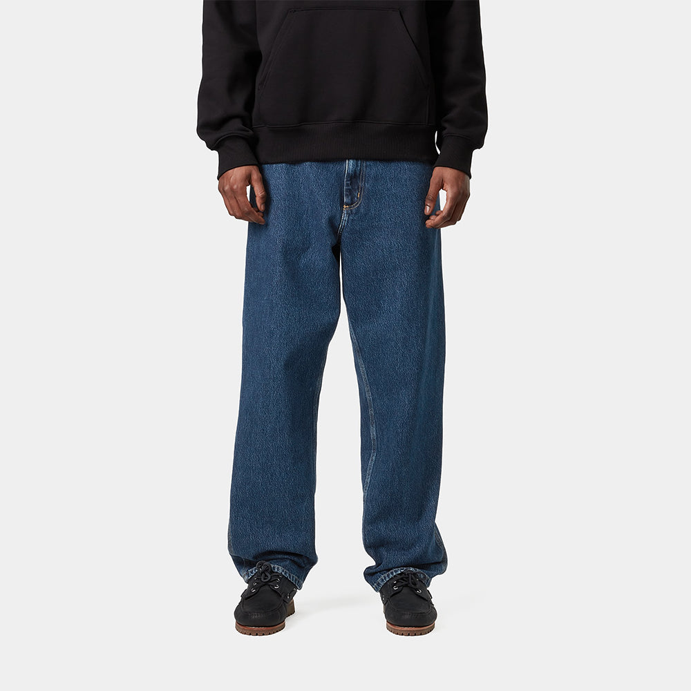 "Carhartt Single Knee Pant in Blau (Stone Washed), I032024_01_06, carhartt jeans aus Baumwoll-Denim, klassische Arbeitshose, leichter Used-Look."