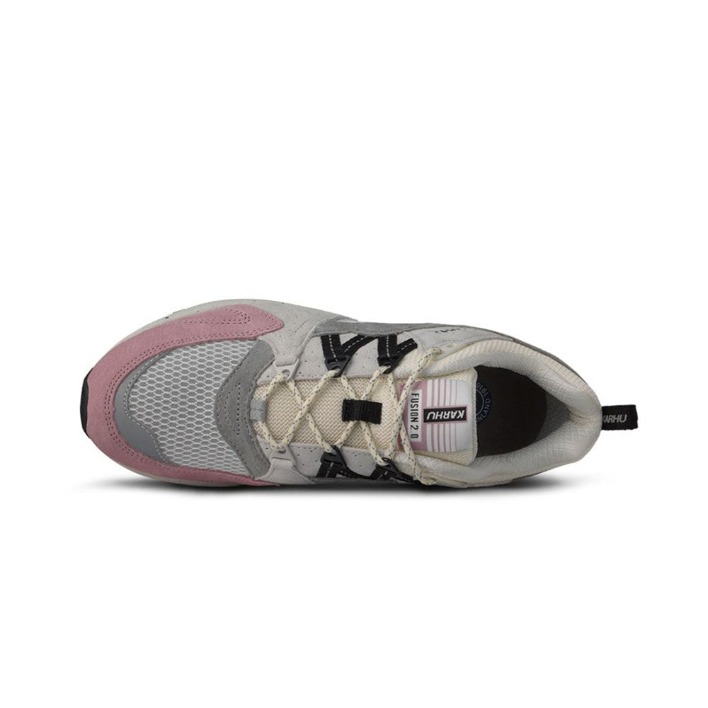 "Karhu Fusion 2.0, Lilas/Jet Black, Mesh/Wildleder, sportlicher Sneaker in Lila und Schwarz mit farbigen Akzenten."

