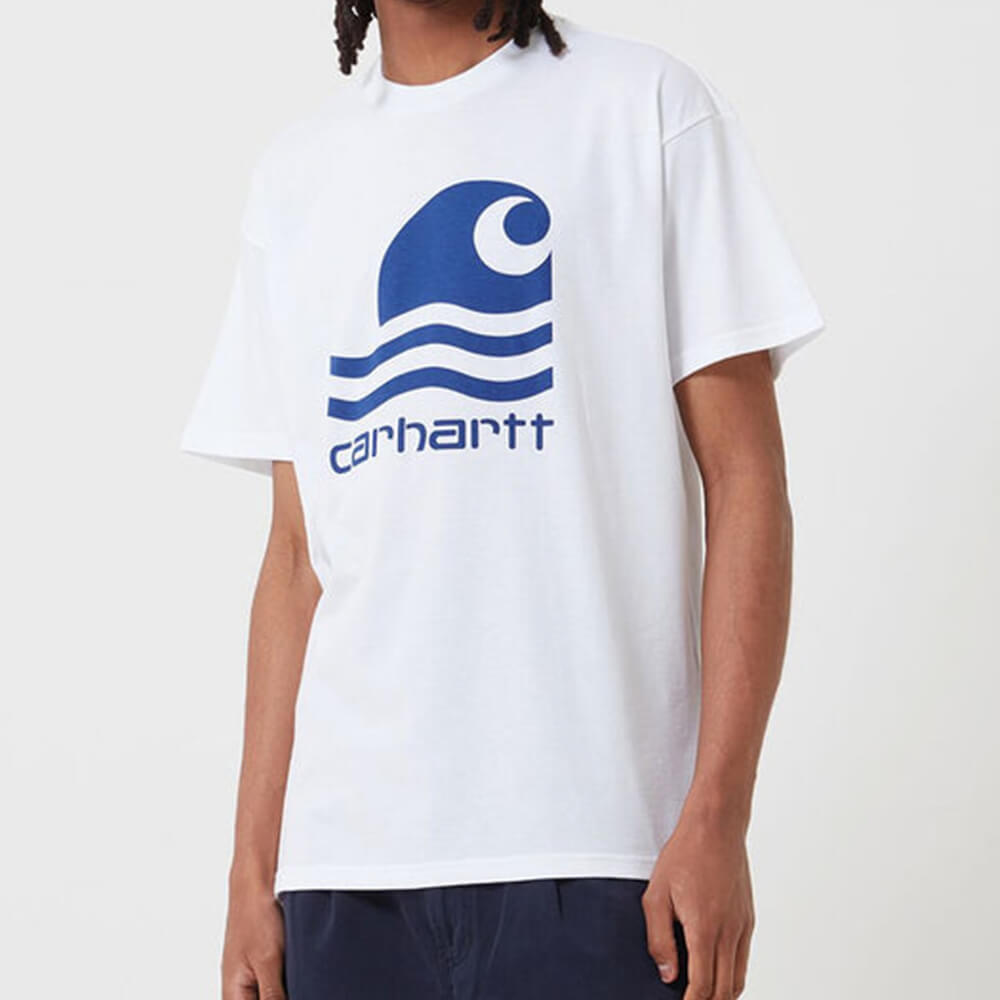 Carhartt WIP S/S Swim T-Shirt: White / Submarine - STAB T-Shirt, günstig t shirt kaufen, Streetwear in Berlin, Sneaker Shop, Adidas Schuhe.