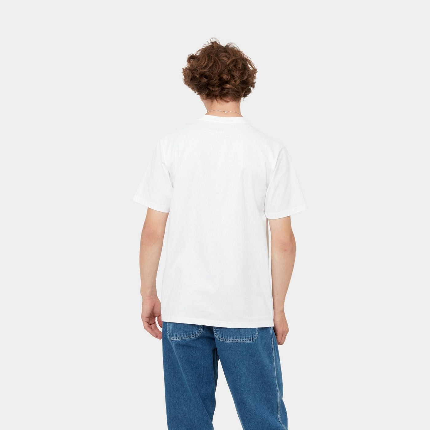 "Carhartt WIP S/S University Script T-Shirt, White/Black, Baumwolle, kurzärmeliges T-Shirt mit schwarzem Universitäts-Schriftzug."
